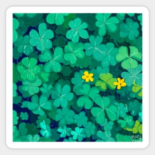 Two Yellow Flowers In The Middle Of A Dense Leaves Sticker